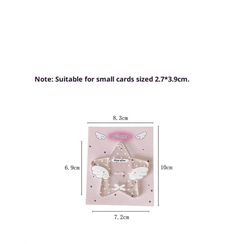 Cute Wing Star Acrylic Photocard Holder Keychain 1 Inch Id Photo Display Sleeve Kpop Card Holder Keychain Pendant Fans Gift