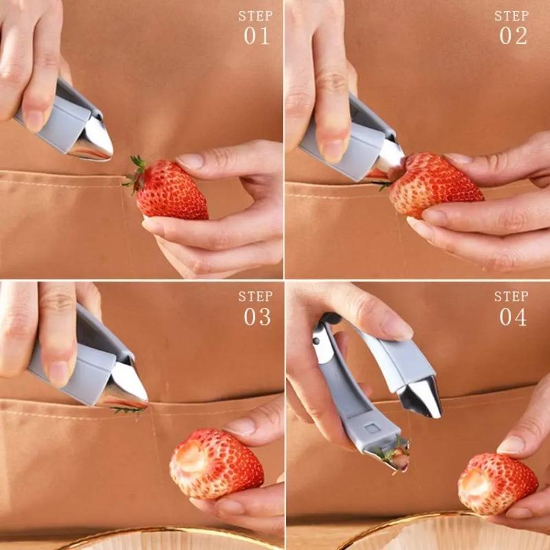 Pineapple Eye Corer Fruit Vegetable Knives Stem Remover Clip Strawberry Huller Peeler Stainless Steel Tweezers Kitchen Gadgets