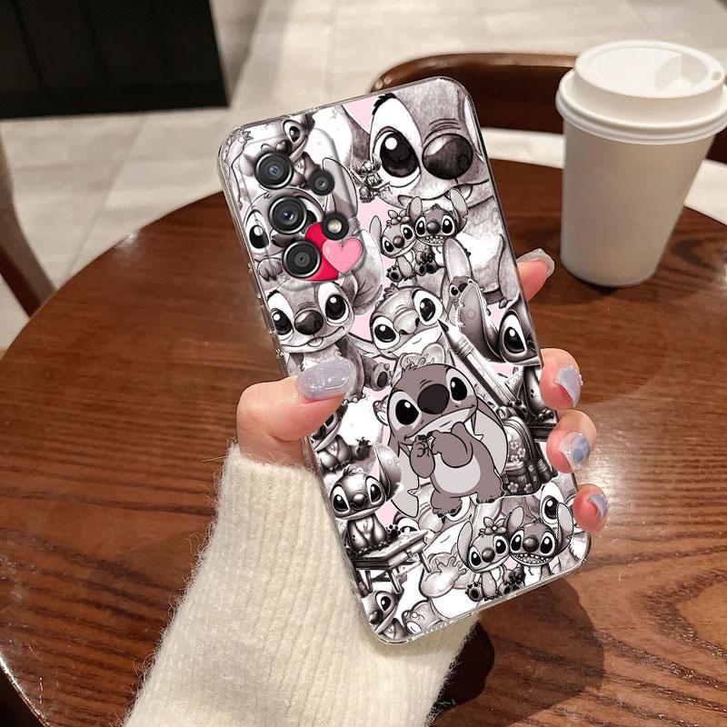 Clear Case For Samsung Galaxy A57 A37 A56 5G A36 Cases A55 A54 A35 A26 A07 A17 A16 A06 A34 A15 Soft Shockproof Cover Cute Stitch