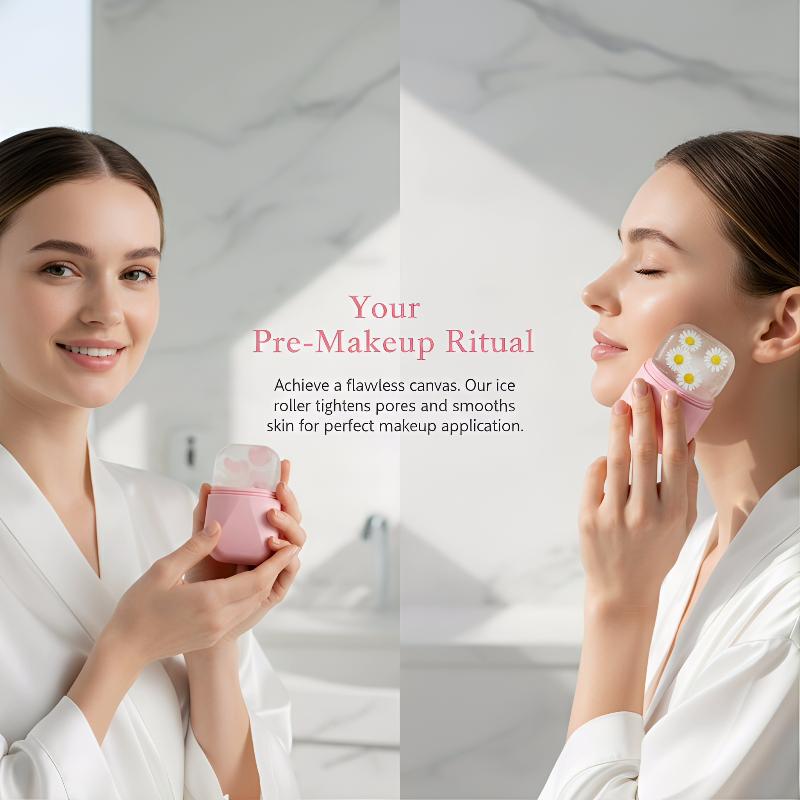 Reusable Facial Ice Roller Silicone Massage Tool Skin Soothing Puffiness Relief for Morning Routine