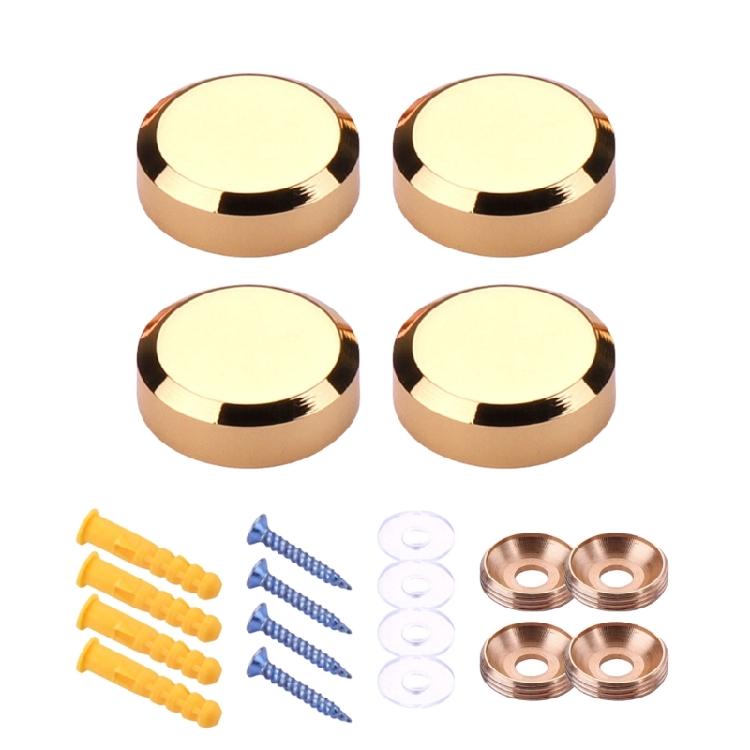 Set of 4 Gold Tone Brass Mirror Fasteners Practical Designs for Secure Mounting in Residential and Business Space