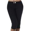 Women Pants Solid Color Mid Waist Button All Match Pocket Skinny Summer Slim-fitting Stretchy Pants Streetwear