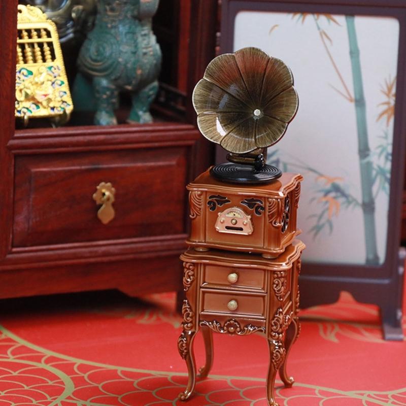 High Quality Miniature Turntable Dollhouses Piece Adds Vintage Charm to Any Room Setting Pretend Play