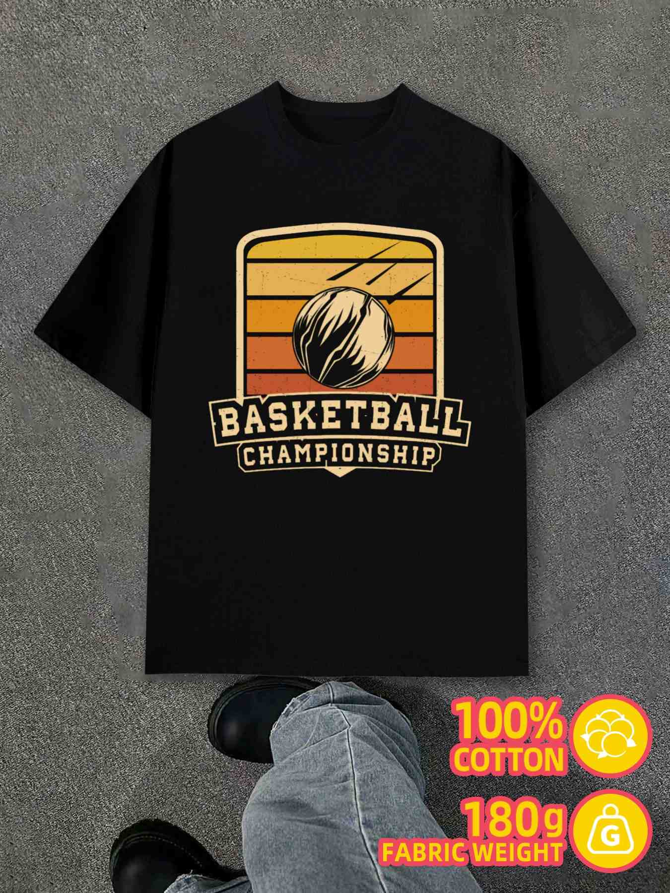 T-Shirt Y2K Basketball Champ Black Regular Fit S