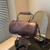 Stylish Fashionable 2024 Womens Solid Color Pu Leather Handbag Trendy Street Style Cylinder Bag