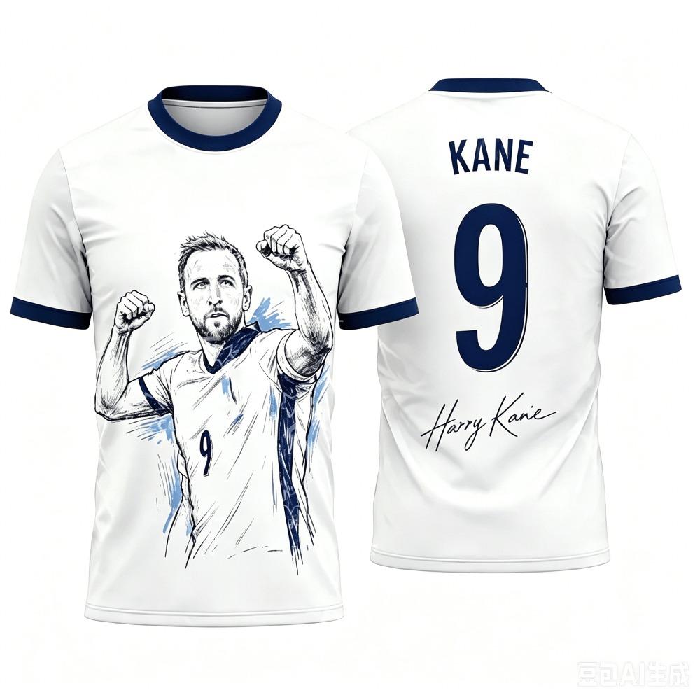 Harry Kane Fan Commemorative Summer 3D Print Children's Family Outfit Football Jersey T-shirt Suitable for Daily and Sports Wear