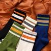 Colorful Striped Middle Tube Cotton Socks Anti Slip Outdoor Sweat Absorption Mens Cotton Socks Harajuku Sport Casual Men Socks