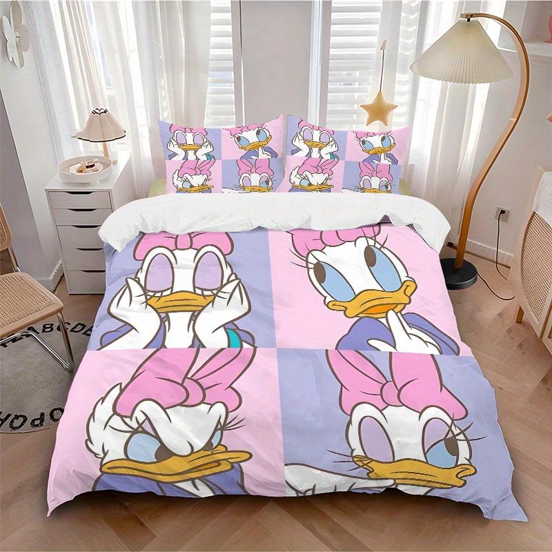 3pcs set Daisy Duck, Pastel Art1pc of quilt cover+2pcs of pillowcase, no core, print bedding, All Seasons Bedroom Setting095 135x200cm