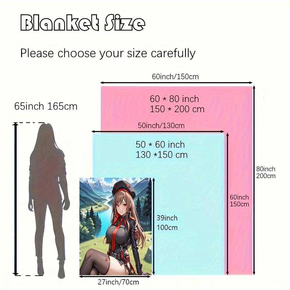Anime-Style Character Pattern Blanket Suitable For Travel Sofa Bed Home Decoration Ideal Holiday Gift Suitable For All Seasons