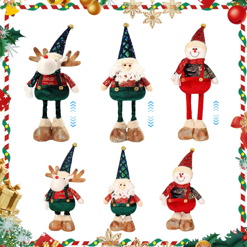 Christmas Figurine Ornaments Santa Claus Snowman Elk Standing Figurine Adjustable Flexible Home Hotel Shopping Mall Decor Xmas G