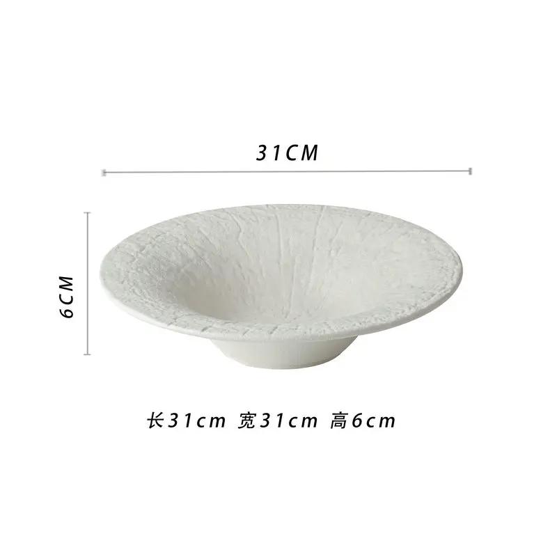 Ceramic Deep Bowl Fruit Plate Salad Bowls Soup Bowls Dining Plate Noodle Bowl Dessert Plates Snack Tray Dim Sum Dish Tableware
