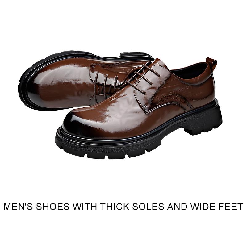 Factory non-slip and wear-resistant men's shoes new spring and autumn popular pointed business dress leather shoes heightened derby shoes