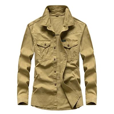 Spring Autumn Loose Long Sleeve Casual Shirts Men Pure Color Workwear Top Youth Fashionable Cotton Shirt Man