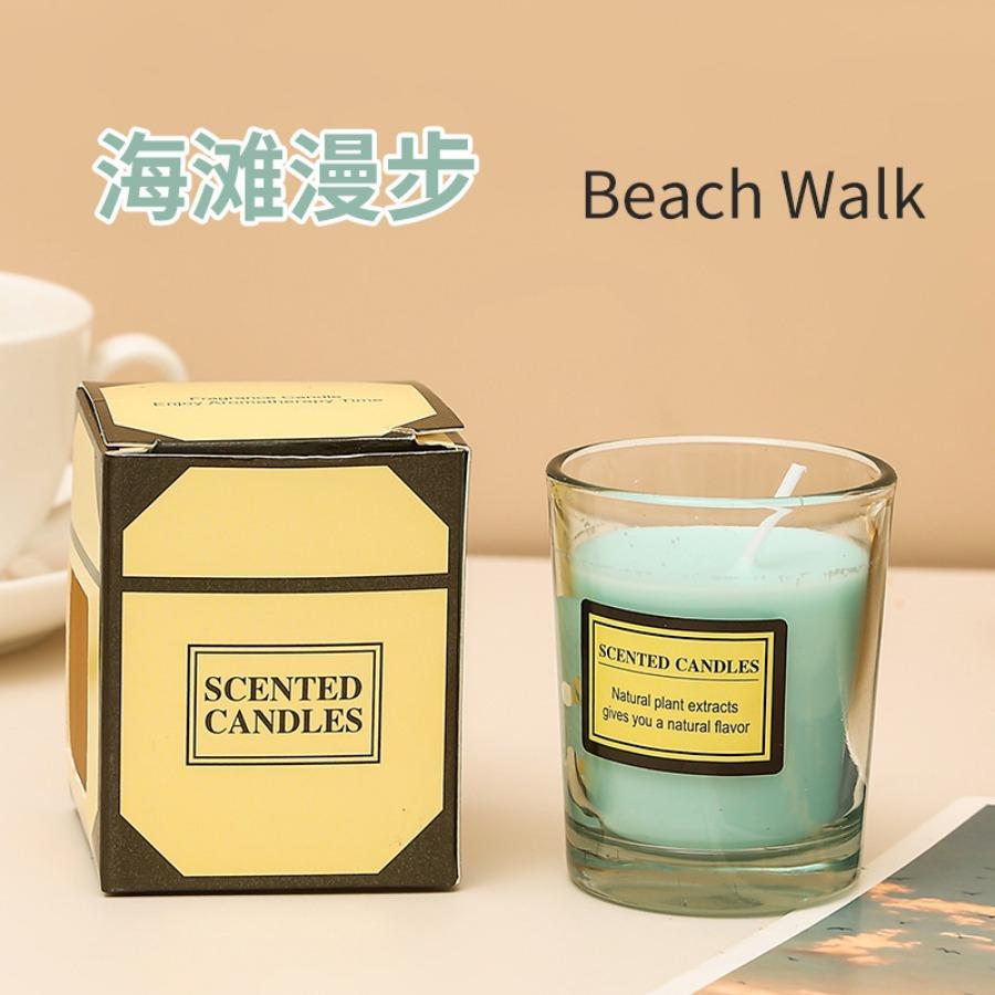1pc Windproof Transparent Glass Cup Scented Candle - Soybean WaxSmokeless candle , Indoor/Outdoor, Wedding, party with Gift Box