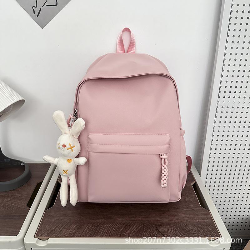Schoolbag Fashion Large Capacity School Bag Girls Junior High School Travel Backpack Japanese Solid Color College Student Lightweight Versatile