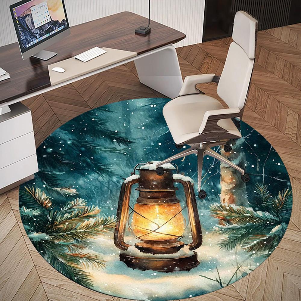 1PC winter lantern Office Round Area Rug, Under Office Chairs Bedroom Living Room Home Decor,Carpet for Office, -1110198