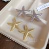 Silver Needle Metal Starfish Folded Earrings Fashion Temperament Earrings Light Luxury Premium Holiday Earrings