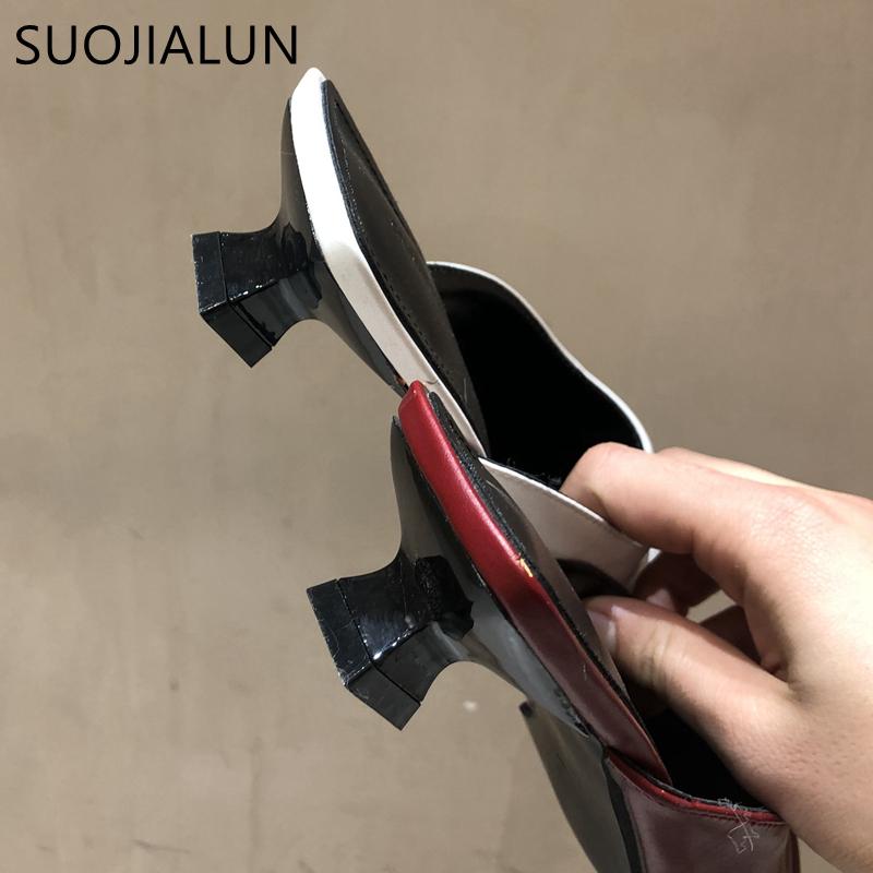 Fashion SUOJIALUN Fashion Brand Women Slipper Pointed Toe Slip On Mules Thin Low Heel Slides Shoes Pleated Design Sandal Flip Flops