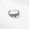 Retro Iris Enamel Cross Adjustable Open Ring For Men Silver-plated Brass Gothic Punk Edgy Jewelry Y2K Hiphop Accessories Gift