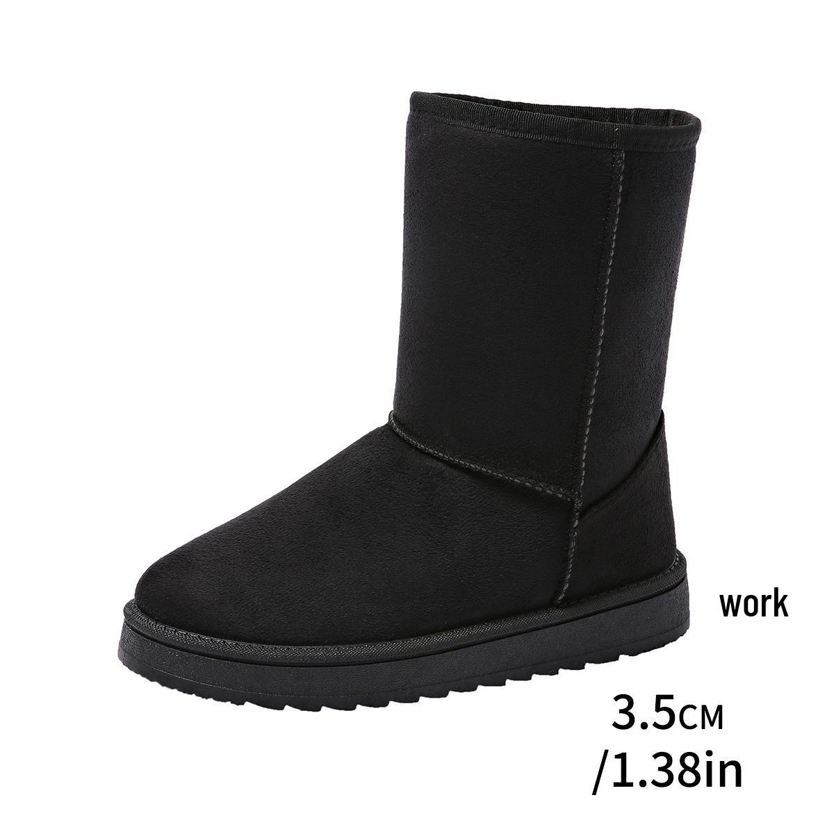 Unisex Plus Size Schneestiefel mit Fleecefutter, Neuer Winterstil, Dick, High-Top, Vielseitig, Warme Baumwollstiefel, Wadenhoch. 43 schwarz