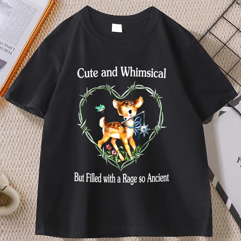 

Cute and Whimsical Deer T-shirt Cotton Short Sleeve Tshirt Summer Roun Dneck Base T Shirt for Men Women Comfortable Clothing ... 5XL різнокольоровий