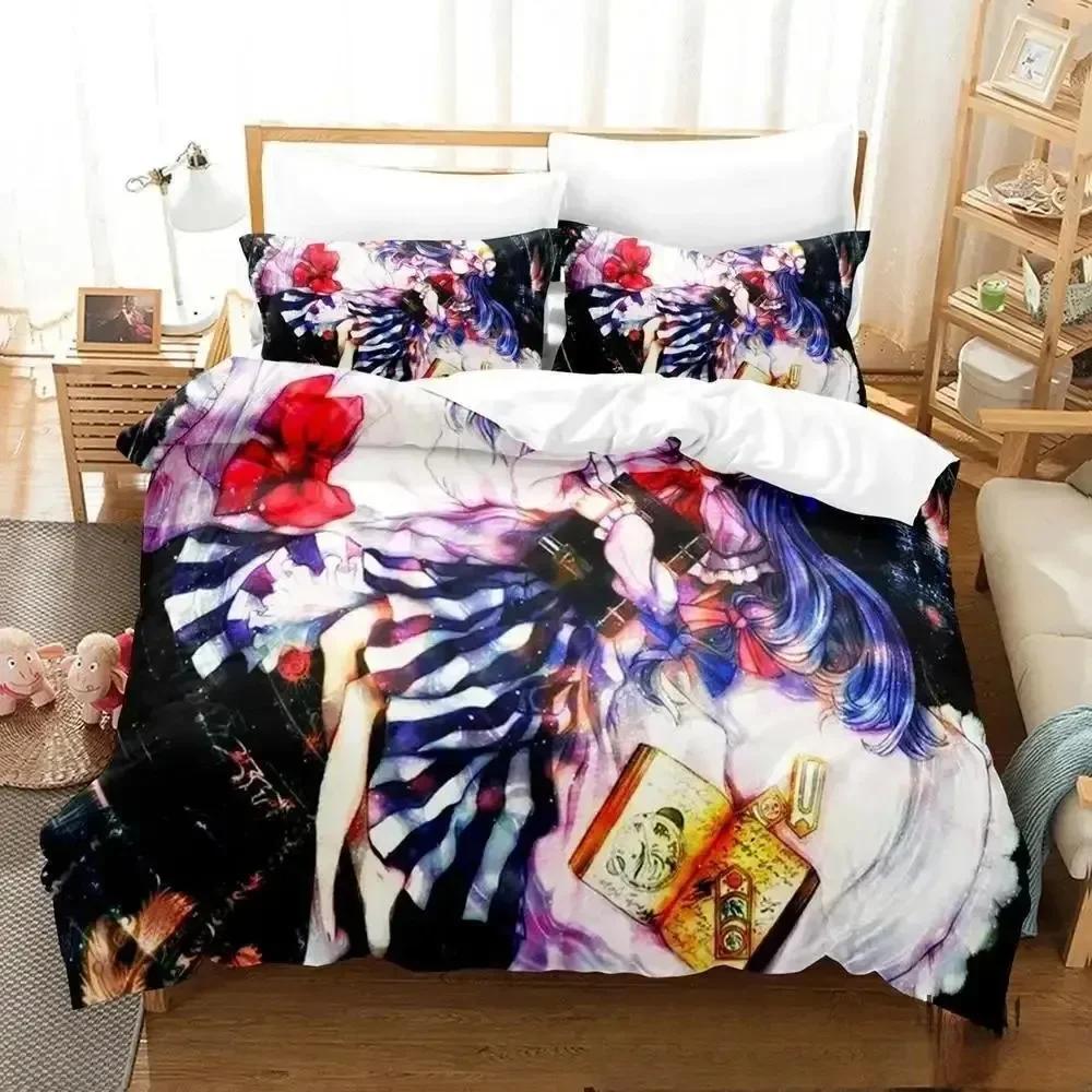 3D Anime Game Touhou Project Beding Set Print Bed Linen Set With Pilowcase Bed Soft Duvet Cover Soft Single Double Quen Super King-Sized Dimensionsd