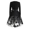 Christmas Print Sequin Patchwork Long Sleeve Dress Deer Skater Party Dresses