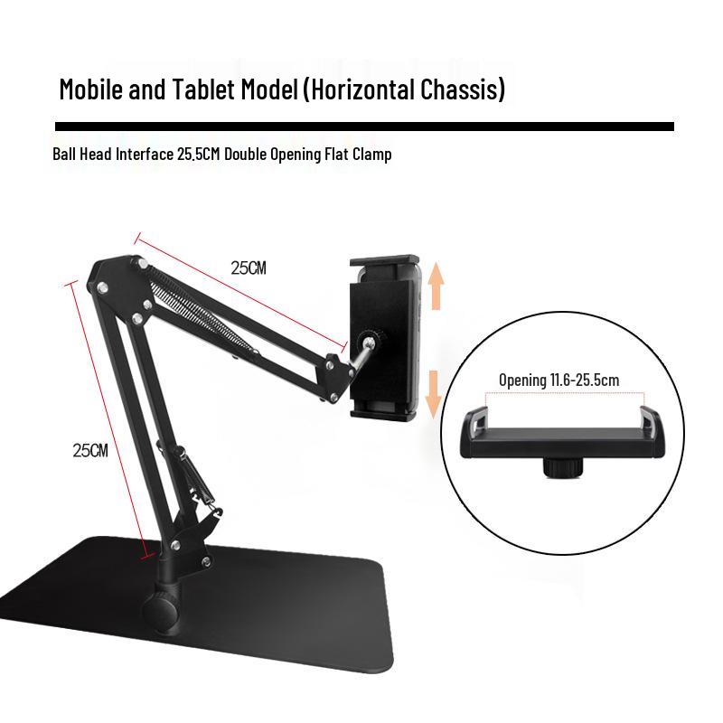 Adjustable Desktop Microphone Stand with Widened Base and Boom Arm for Phones and Tablets