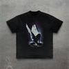 Koszulka z Aniołem Upadłym w Stylu Vintage Gotycka Ciemna Sztuka Okultyzm Skrzydło Emo Alt Streetwear Wyrazisty Top vintage Spierana Unisex