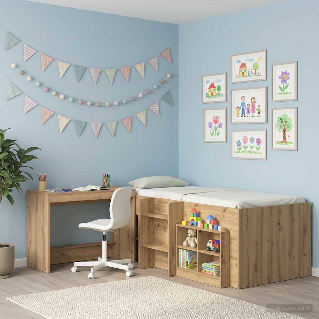 Bed Desk Artisan Oak Wood Composite 100 x 45 x 75 cm