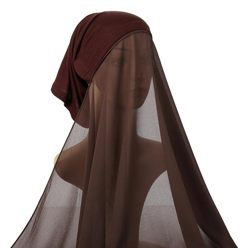 Newest Underscarf Instant Chiffon Hijab Jersey Bonnet Headscarf Long Shawl Scarf Women 1PC Retail