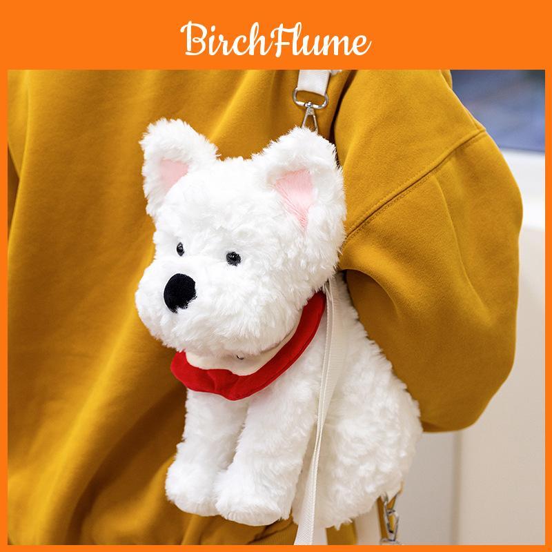 Mochila de Pelúcia Desenho Animado Raposa Schnauzer Golden Retriever Para Presente de Aniversário Infantil e Armazenamento