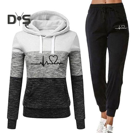 

Комплект из 2 предметов: брюки с капюшоном, осенне-зимний комплект, цветные накладные карманы, завязка на резинке, пояс на щиколотке, женский спортивный костюм 3XL белый