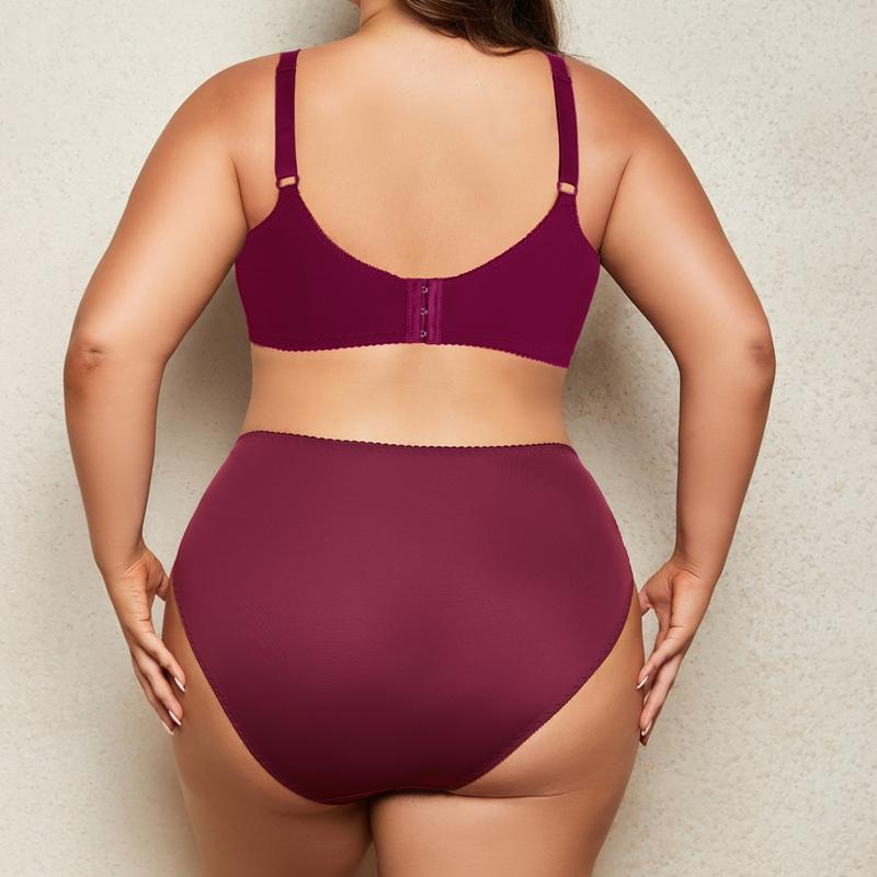 Plus Size Lingerie Set for Women Big Size Wired Underwear Set Plain Unlined Thin Bra and Panty Set 85C-110D