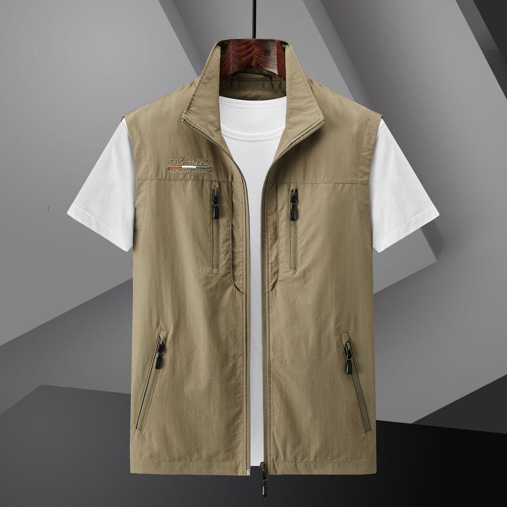 Men's Multi-Pocket Quick-Dry Vest for Spring, Summer, and Autumn. Thin Workwear Waistcoat In Large Sizes.