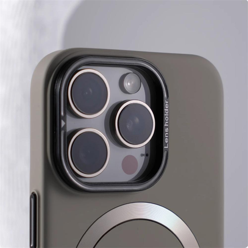 Luxury Alloy Lens Holder Slim Magnetic Hard Case For iPhone 16 15 Pro Max 14 13 For Magsafe Wireless Charge Solid Color Cover