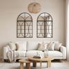 Arched Wall Mirror Set of 3, Window-Shaped, Tempered Glass, 80 x 120 cm, Black