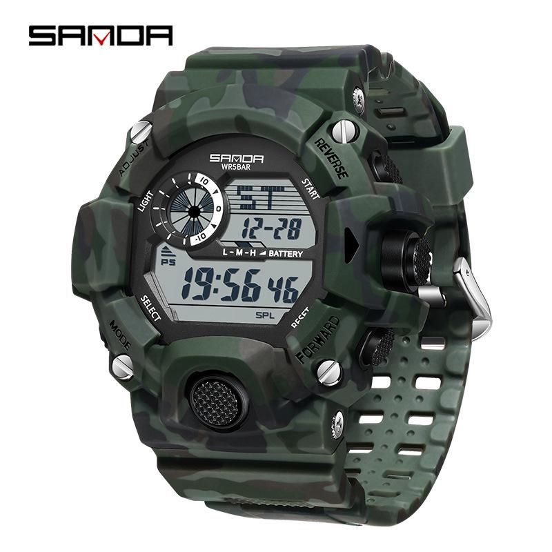 Sanda Multi-functional Outdoor Mountaineering Camouflage Sport Waterproof Alarm Clock Watch