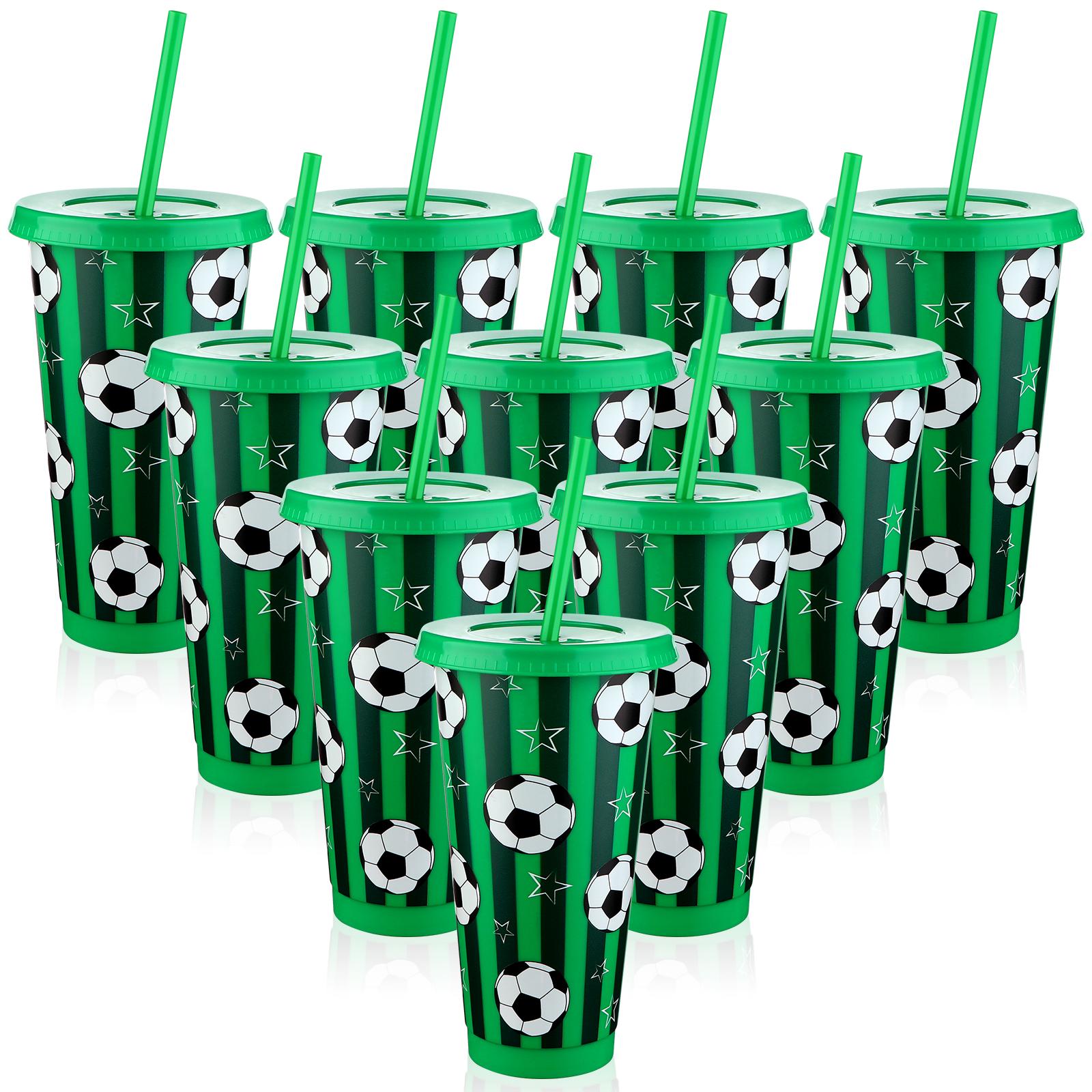 

Kklolai 10 Pcs 24 Oz Plastic Football Cups Reusable Tumbler With Lid And Straw Soccer Birthday Party Gifts For Coach Fan Men Wom 25cm