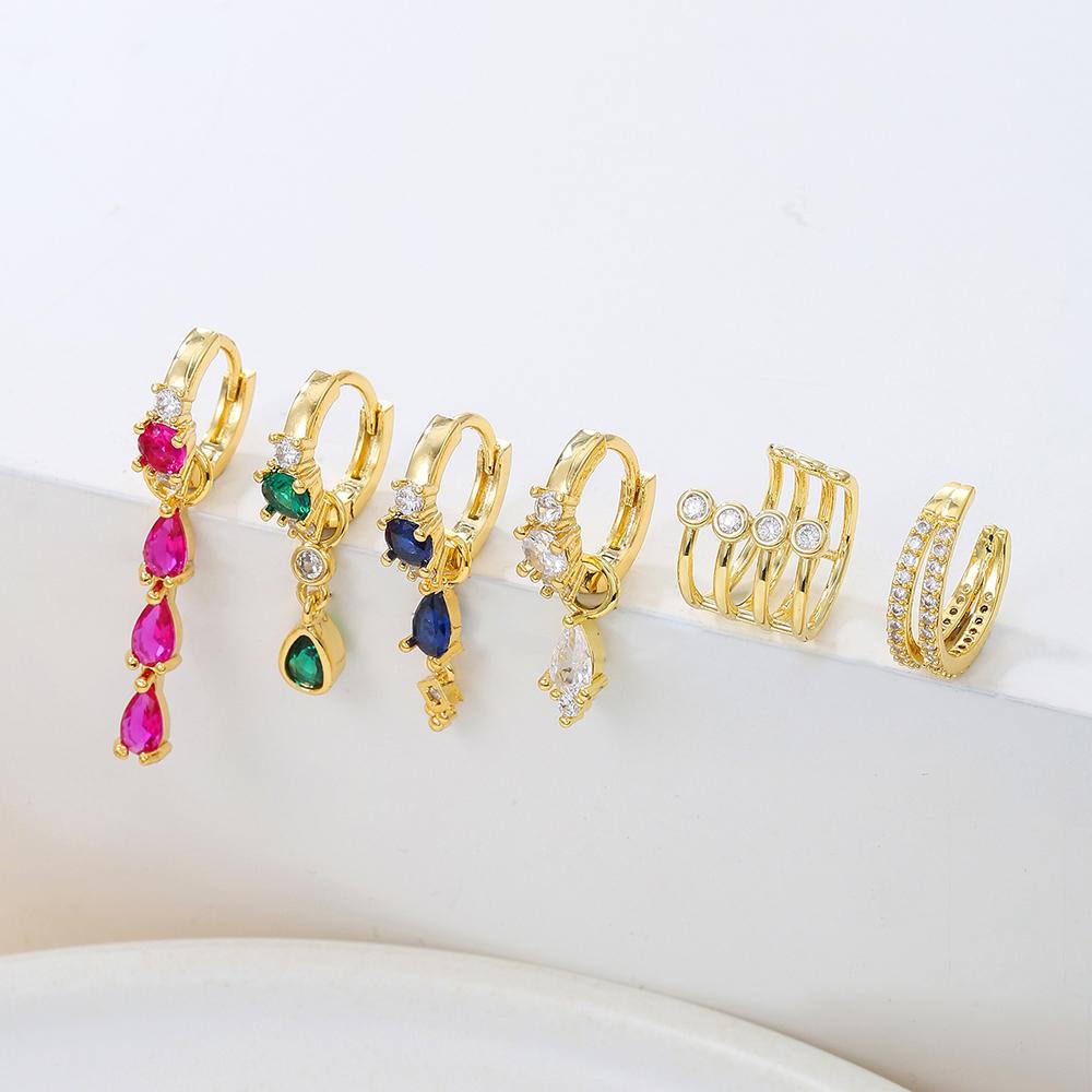 Korean Stainless Steel Multicolor Crystal Water Drop Dangle Earrings for Women Unique Y2k Ear Piercing Earring Fashion Jewelry