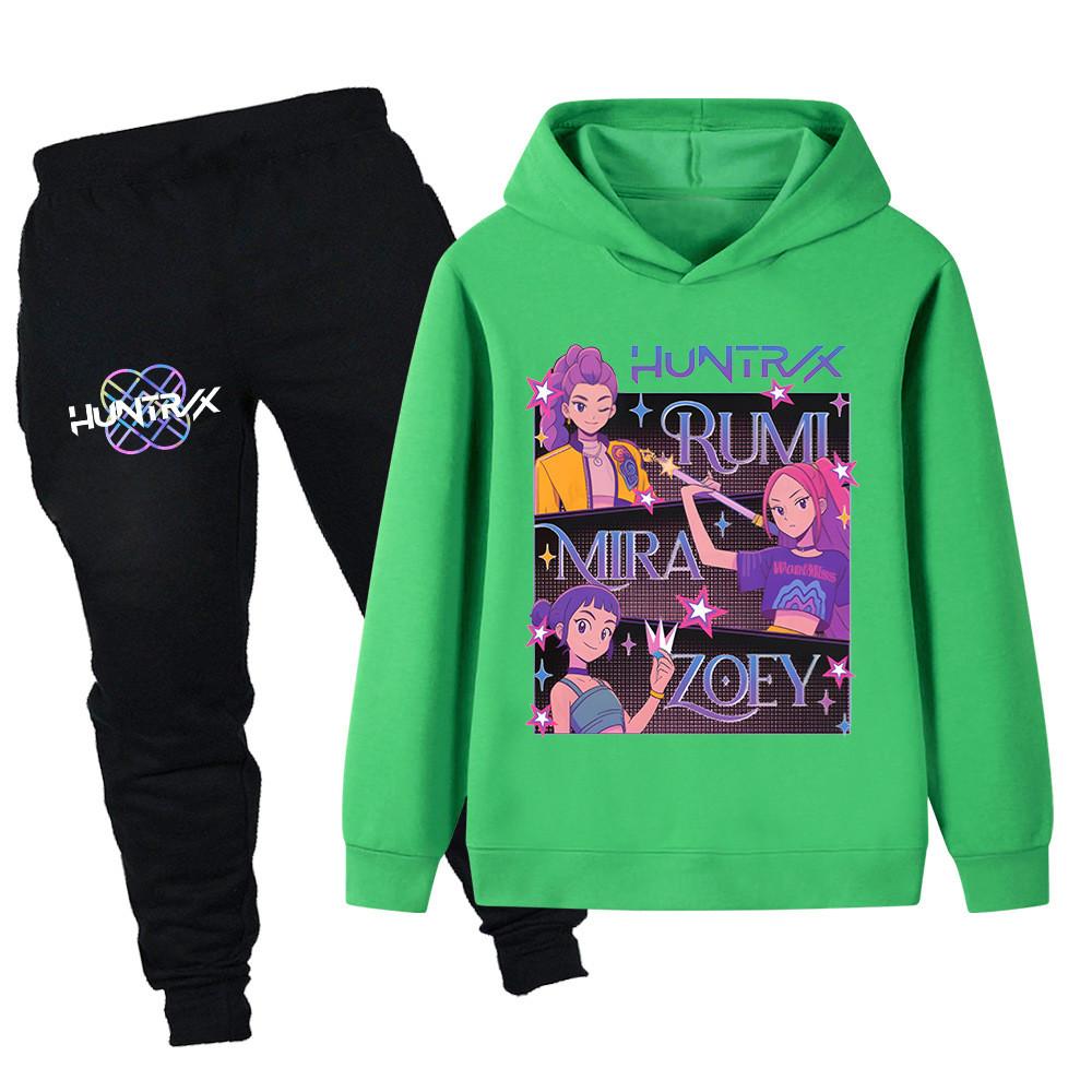 PB1225 Kinder Jungen Mädchen Kpop Mira Zoey Rumi Druck Langarm Kapuzenpullover Hose Hosen Kleidersets