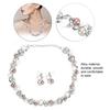 Women Faux Pearl Necklace Earrings Set Bridal Jewelry Set with Rhinestone (Silvery White)