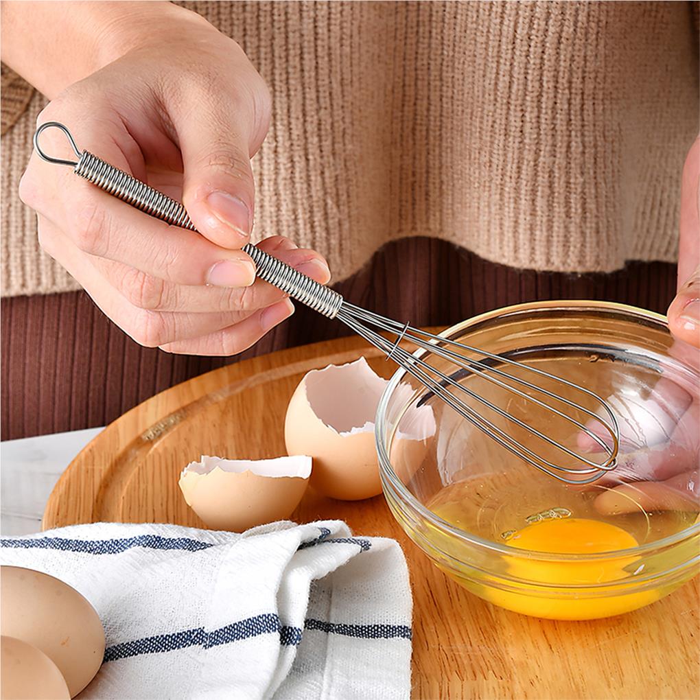 Egg Beater Eggs Mixer Hand-operated Food-grade Beat Whisks All-in-one Design Spring Handel with Small Hook Hole Cooking Supplies