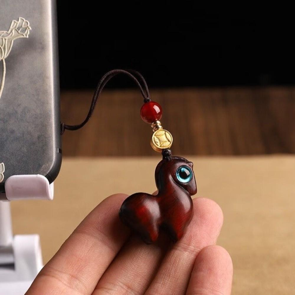 Sandelholz Tasche Anhänger Cartoon Holz Handy Kette Kreativ Chinesischer Stil Schlüsselanhänger Neujahr