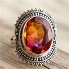 Retro Sparking Inlaid Gradient Color Synthetic Zirconia Ring for Women Fashion Elegant Banquet Festival Jewelry Accessories Gift