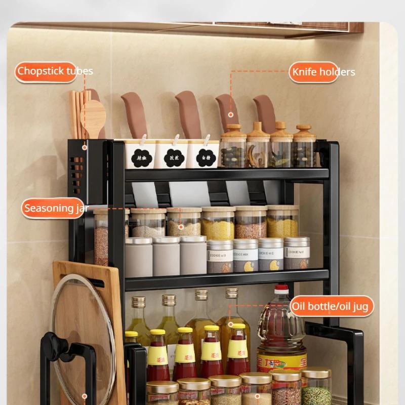 Kitchen Storage Rack Stainless Steel Seasoning Kitchenware Storage Rack Knife Spice Shelf Organizer Dish Organizer Accessories