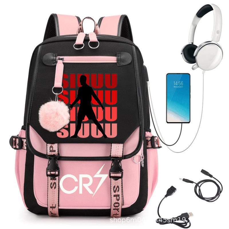 Large Capacity Schoolbag with Shoulder Strap; Student Three-piece Pencil Case Set