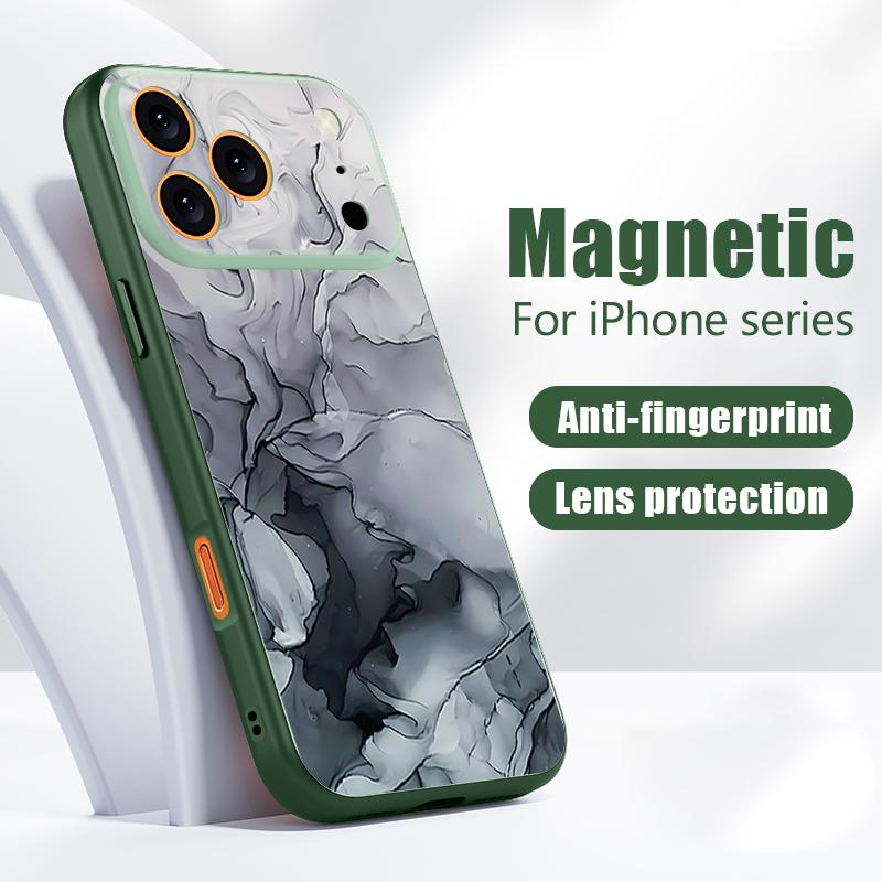 Case For iPhone 17 Pro Max Pink Marble Pattern Magnetic For Magsafe Hybrid Slim Matte Cover For iPhone 16 15 14 13 Pro Max
