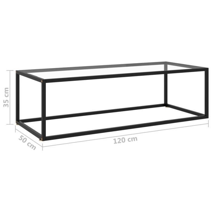 VidaXL Coffee Table Black with Tempered Glass 120x50x35 Cm