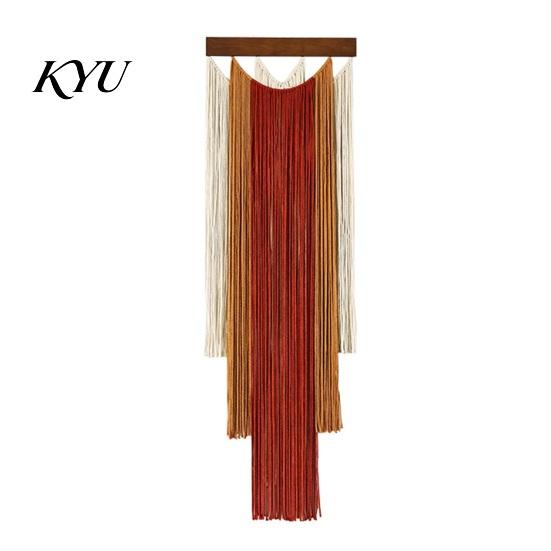 Handmade Cotton Wall Decor Boho Hanging Decor, Hand Woven Tassel Tapestry, Gradient Tapestry for Bedroom Color Fringe Living Room Cafe Decoration